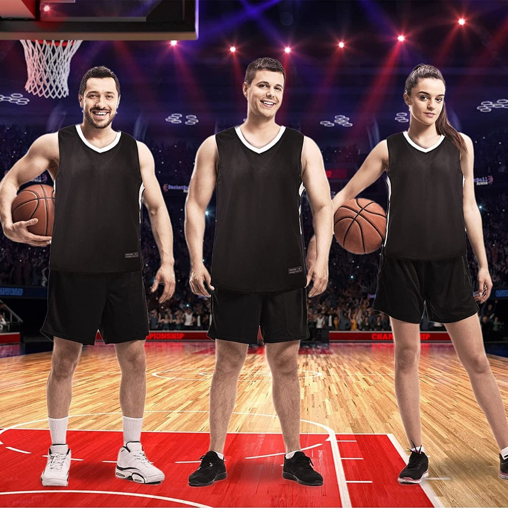 Blank Reversible Basketball Jerseys Black and White Jersey One