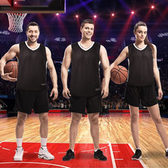 Blank Reversible Basketball Jerseys Black and White Jersey One