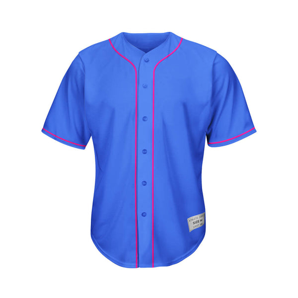 blank blue and deep pink baseball jersey front