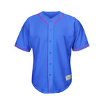 blank blue and deep pink baseball jersey front thumbnail