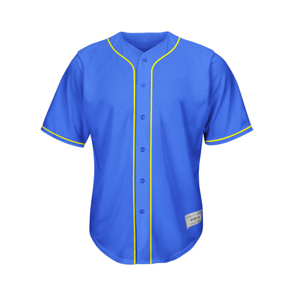 blank blue and yellow baseball jersey front