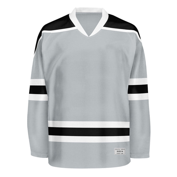 Blank Grey and black Hockey Jersey With Shoulder Yoke