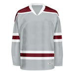 Blank Grey and wine red Hockey Jersey With Shoulder Yoke thumbnail