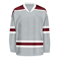 Blank Grey and wine red Hockey Jersey With Shoulder Yoke thumbnail