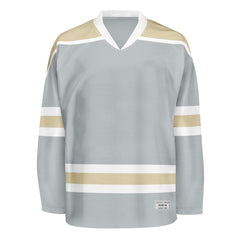 Blank Grey and desert sand Hockey Jersey With Shoulder Yoke