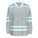 Blank Grey and ice blue Hockey Jersey With Shoulder Yoke thumbnail