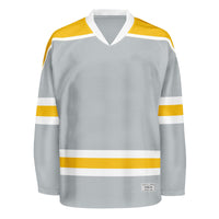 Blank Grey and yellow Hockey Jersey With Shoulder Yoke thumbnail