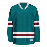 Blank Teal and wine red Hockey Jersey thumbnail