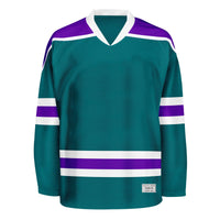Blank Teal and purple Hockey Jersey With Shoulder Yoke thumbnail