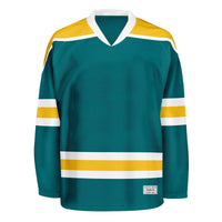 Blank Teal and yellow Hockey Jersey With Shoulder Yoke thumbnail