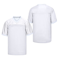 white blank football jersey - v neck flag football jersey - solid white - todder 2t to men's 5XL