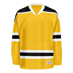 Yellow Blank Hockey Jersey With Shoulder Yoke for Men and Youth