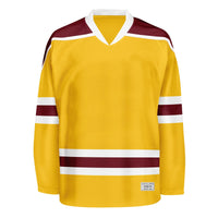 Blank Yellow and wine red Hockey Jersey With Shoulder Yoke thumbnail