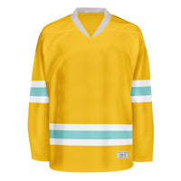 Blank Yellow and ice blue Hockey Jersey thumbnail