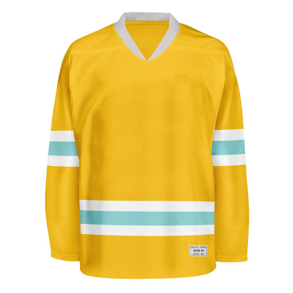 Blank Yellow and ice blue Hockey Jersey
