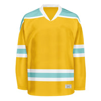 Blank Yellow and ice blue Hockey Jersey With Shoulder Yoke thumbnail