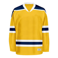 Blank Yellow and navy Hockey Jersey With Shoulder Yoke thumbnail