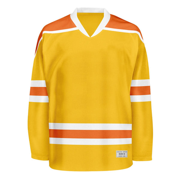 Blank Yellow and orange Hockey Jersey With Shoulder Yoke