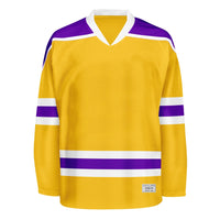 Blank Yellow and purple Hockey Jersey With Shoulder Yoke thumbnail