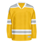 Blank Yellow and grey Hockey Jersey With Shoulder Yoke thumbnail