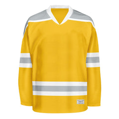 Blank Yellow and grey Hockey Jersey With Shoulder Yoke