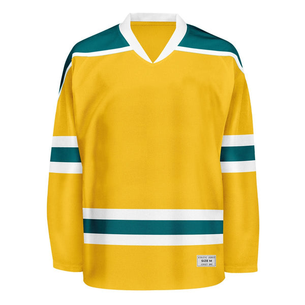 Blank Yellow and green Hockey Jersey With Shoulder Yoke