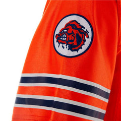 Close-up of SCLSU Mud Dogs Team Logo and Stripe Details on Jersey Sleeve