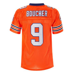 Bobby Boucher #9 SCLSU Mud Dogs Orange Jersey - Back View with Stitched Nameplate