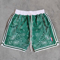 Boston Printed Streetwear Basketball Shorts with Zipper Pockets Jersey One