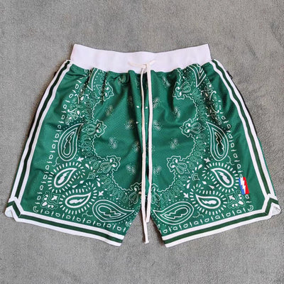 Boston Printed Streetwear Basketball Shorts with Zipper Pockets