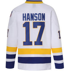 Hanson Brothers #17 Charlestown Chiefs White Home Jersey - Back View Stitched