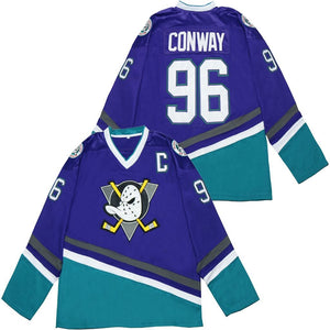 Charlie Conway #96 Mighty Ducks Jersey Purple