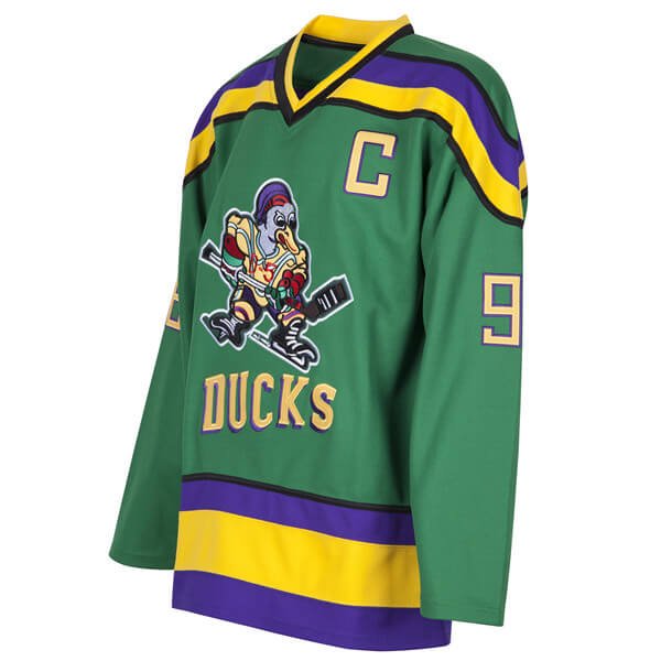 adult mighty ducks conway authentic movie ice hockey jersey 3/4 view