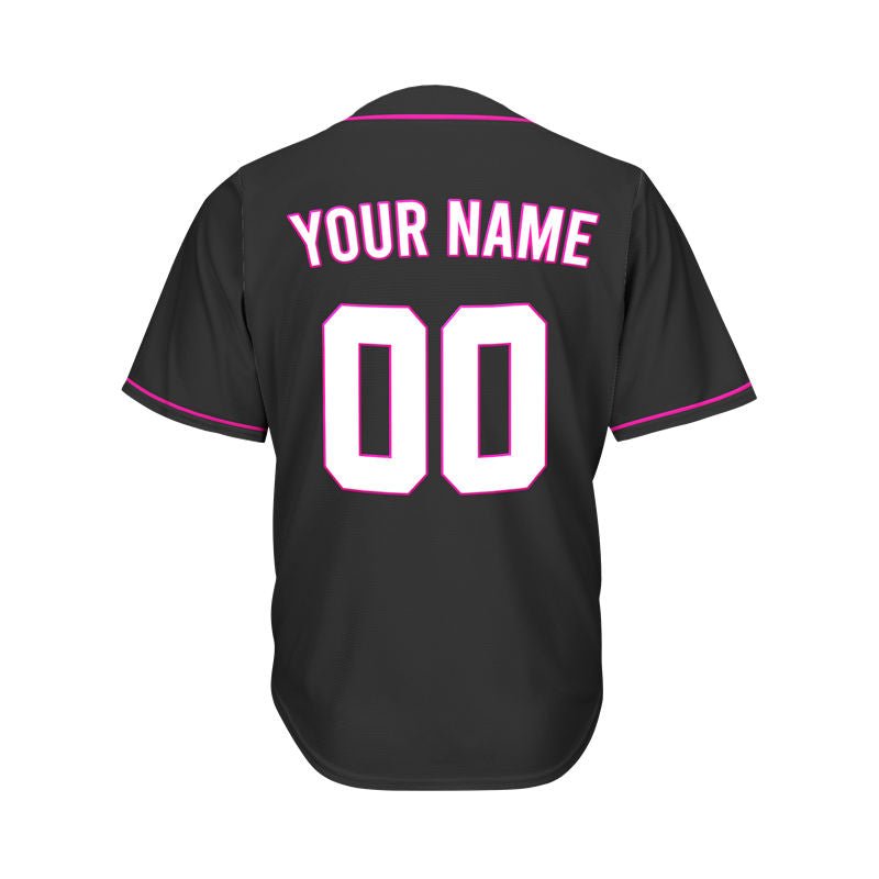 Custom Black Button Down Hipster Baseball Jersey