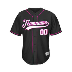 Custom Black Button Down Hipster Baseball Jersey