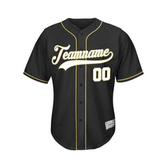 Custom Black Button Down Hipster Baseball Jersey