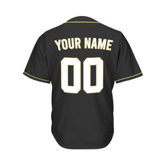 Custom Black Button Down Hipster Baseball Jersey