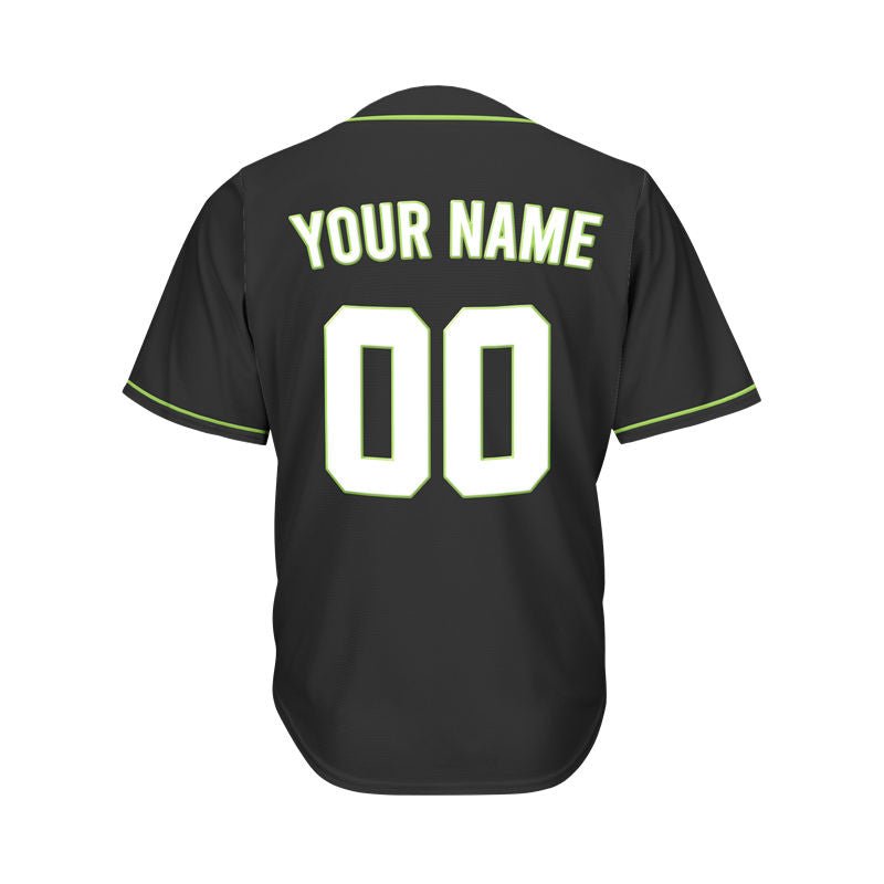Custom Black Button Down Hipster Baseball Jersey