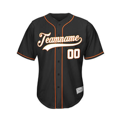 Custom Black Button Down Hipster Baseball Jersey
