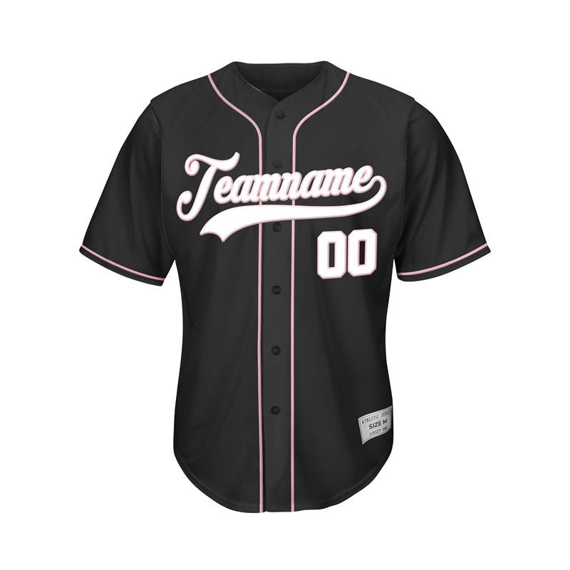 Custom Black Button Down Hipster Baseball Jersey