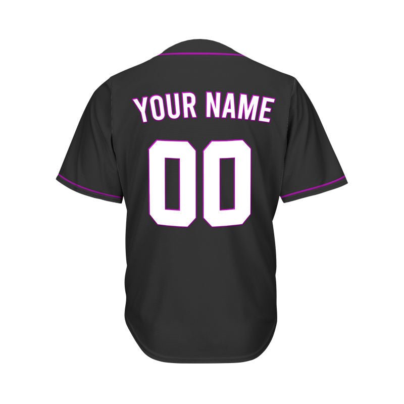 Custom Black Button Down Hipster Baseball Jersey