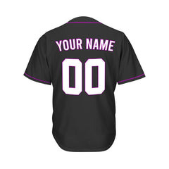 Custom Black Button Down Hipster Baseball Jersey