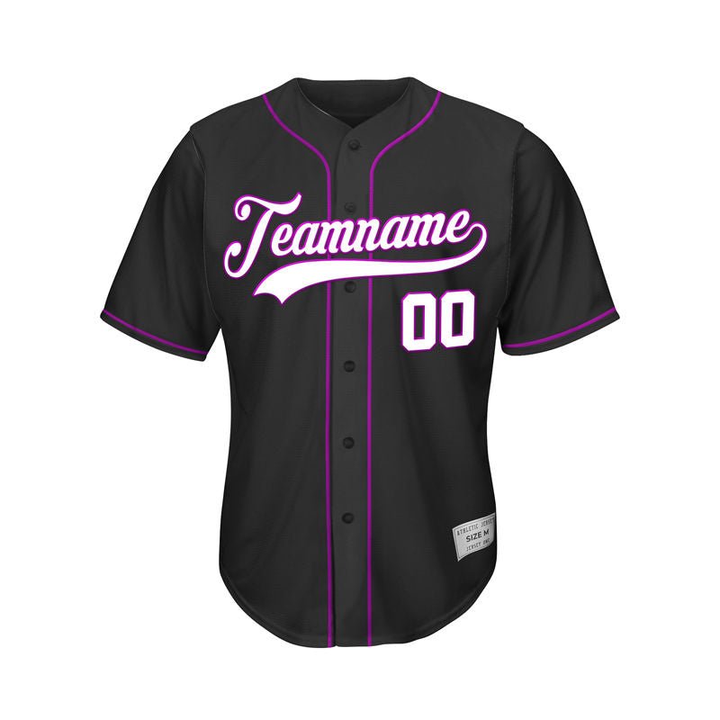 Custom Black Button Down Hipster Baseball Jersey