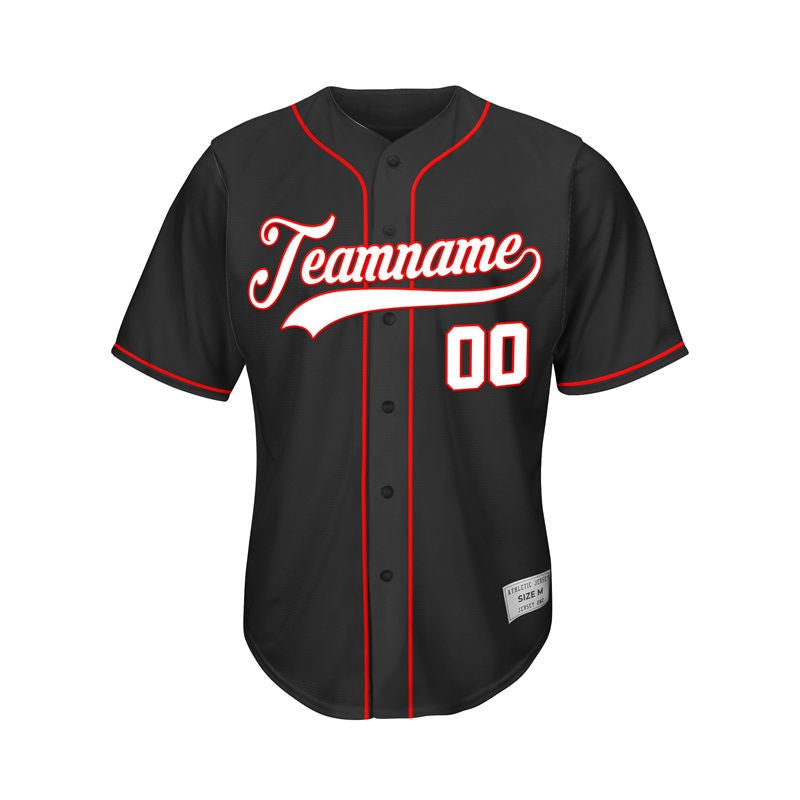 Custom Black Button Down Hipster Baseball Jersey