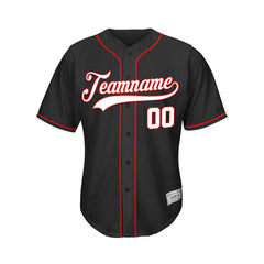 Custom Black Button Down Hipster Baseball Jersey