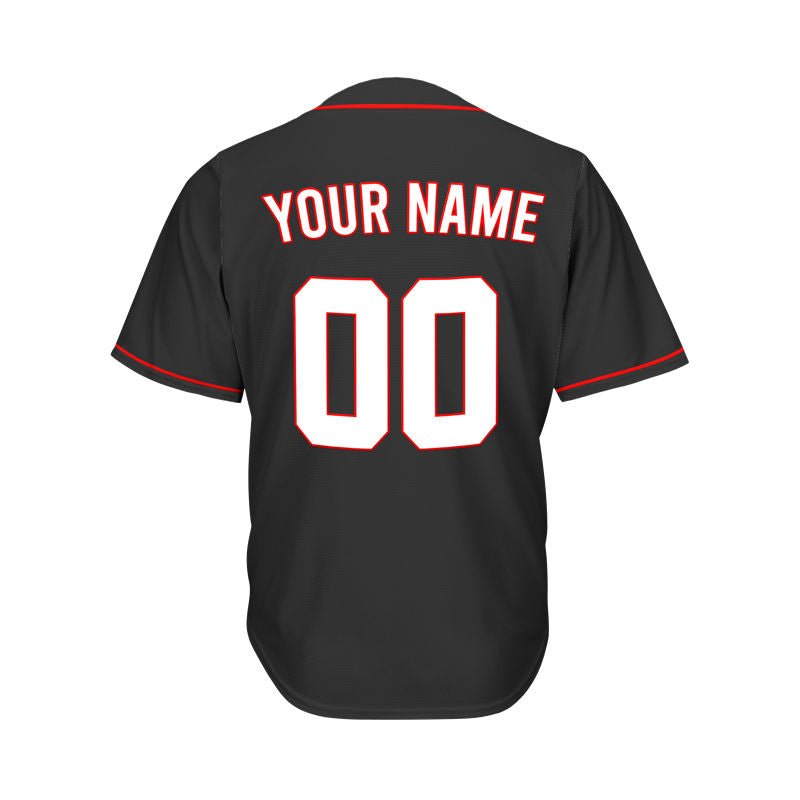 Custom Black Button Down Hipster Baseball Jersey