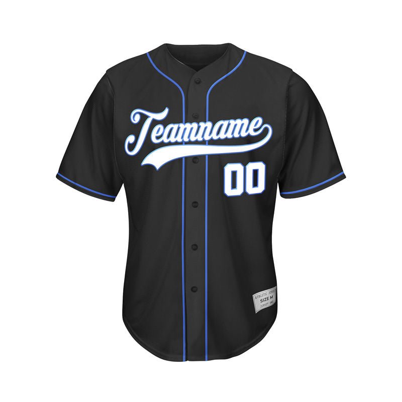 Custom Black Button Down Hipster Baseball Jersey