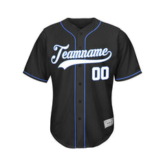 Custom Black Button Down Hipster Baseball Jersey