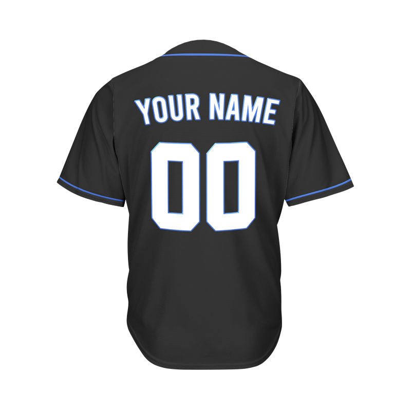 Custom Black Button Down Hipster Baseball Jersey