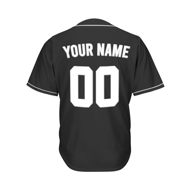 Custom Black Button Down Hipster Baseball Jersey